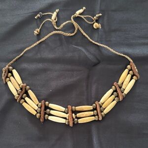 Brass, Bovine, Leather artisan handmade vintage choker necklace